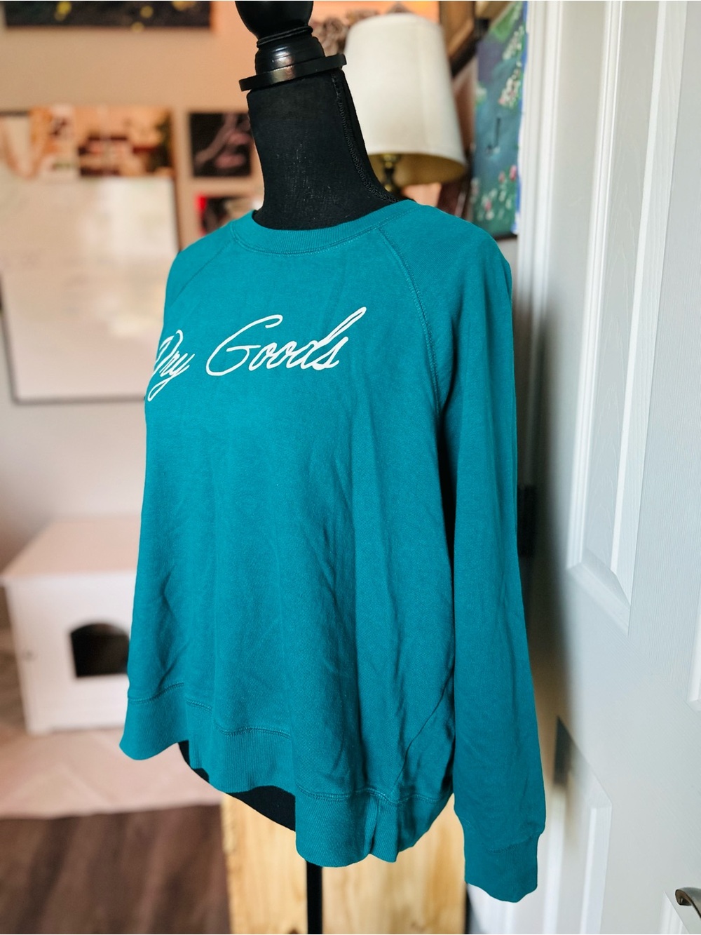 Originality Dry Goods teal long sleeve crewneck pullover sweatshirt - Picture 5 of 5
